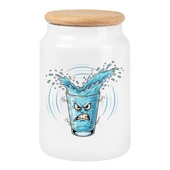 Angry Water Glass Splash - Cookie Jar with Wooden Lid - white - Front
