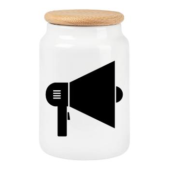 megaphone - Cookie Jar with Wooden Lid - white - Front