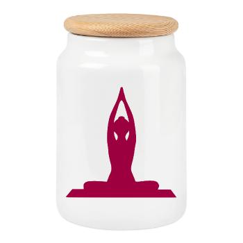 Yoga Formen Silhouetten Meditation - Keksdose mit Holzdeckel - Weiß - Vorne