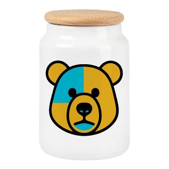 Niedlicher Bär - Keksdose mit Holzdeckel - Weiß - Vorne