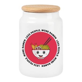 Lustiger Ramen-Liebhaber Hemd Weniger Leute Mehr Nudeln - Keksdose mit Holzdeckel - Weiß - Vorne