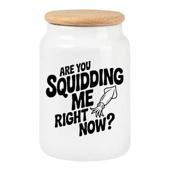 Are You Squidding Me Right Now? - Cookie Jar with Wooden Lid - white - Front
