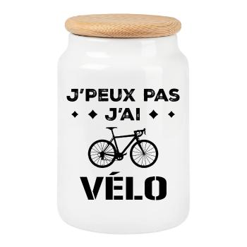 JE PEUX PAS J AI VELO - Boîte à biscuits avec couvercle en bois - blanc - Devant