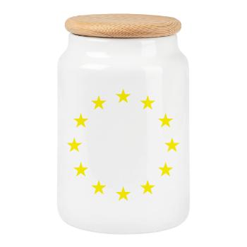 EU flag - Cookie Jar with Wooden Lid - white - Front