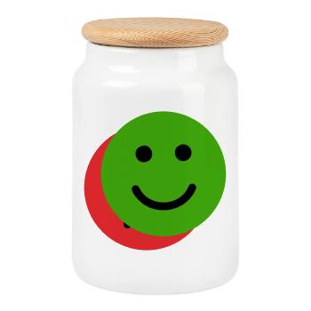 Face superposée vert-rouge - Boîte à biscuits avec couvercle en bois - blanc - Devant