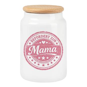Befördert zur Mama Geschenk - Keksdose mit Holzdeckel - Weiß - Vorne