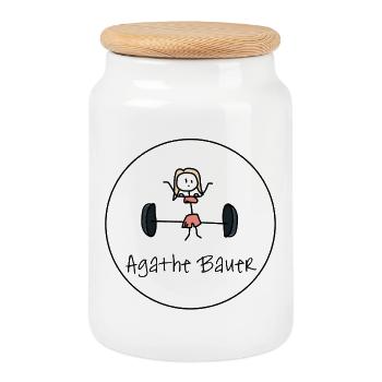 Agathe Power Bauer - Cookie Jar with Wooden Lid - white - Front
