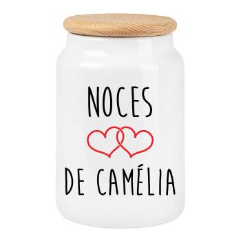 Camellia's Wedding 51 years of marriage - Cookie Jar with Wooden Lid - white - Front