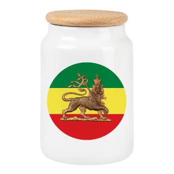 Lion of Judah Rasta Reggae Roots Jah Rastafari - Keksdose mit Holzdeckel - Weiß - Vorne