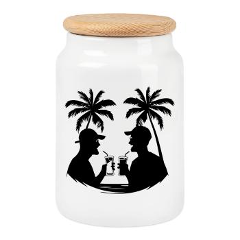 Silhouette des fêtes - Boîte à biscuits avec couvercle en bois - blanc - Devant