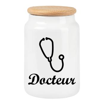 Docteur stéthoscope professionnel santé - Boîte à biscuits avec couvercle en bois - blanc - Devant