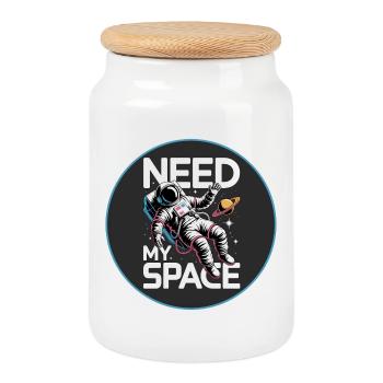 Need My Space Astronaut - Keksdose mit Holzdeckel - Weiß - Vorne