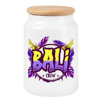 Bali Crew Colorful - Cookie Jar with Wooden Lid - white - Front