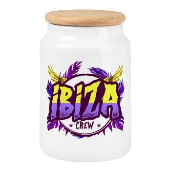 Ibiza Crew Colorful - Cookie Jar with Wooden Lid - white - Front