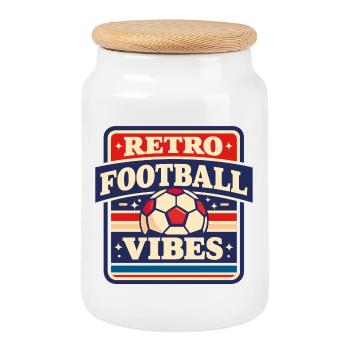 Retro_Football_Vibes - Cookie Jar with Wooden Lid - white - Front