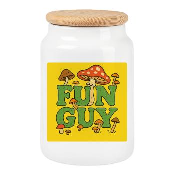 T-shirt Fun Guy Champignons - Boîte à biscuits avec couvercle en bois - blanc - Devant