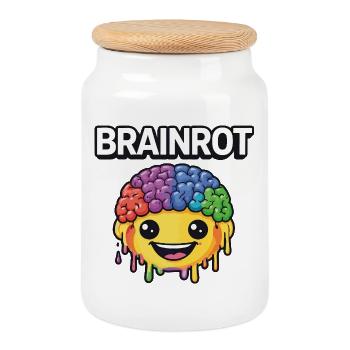 Sourire arc-en-ciel de la pourriture cérébrale - Boîte à biscuits avec couvercle en bois - blanc - Devant
