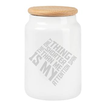 La seule chose plus petite que moi, c’est mon attention - Boîte à biscuits avec couvercle en bois - blanc - Devant