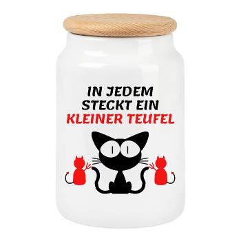 cat - Keksdose mit Holzdeckel - Weiß - Vorne