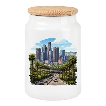 Los Angeles Usa  - Keksdose mit Holzdeckel - Weiß - Vorne