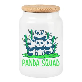 Panda Squad Kids - Cookie Jar with Wooden Lid - white - Front