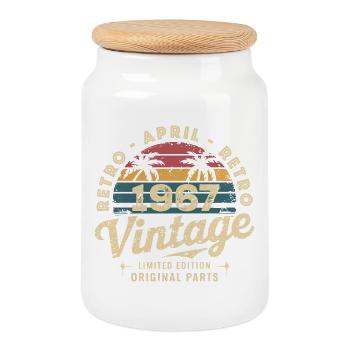 April 1967 - Cookie Jar with Wooden Lid - white - Front