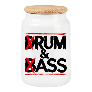 Drum & Bass / Rum & Ass Drummer Band Musik - Keksdose mit Holzdeckel - Weiß - Vorne
