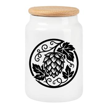 Hop bud - Boîte à biscuits avec couvercle en bois - blanc - Devant