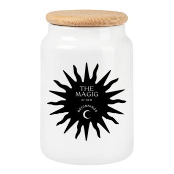 Magic of New Beginnings - Cookie Jar with Wooden Lid - white - Front