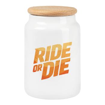 RIDE OR DIE – Asphalt Adventure - Cookie Jar with Wooden Lid - white - Front