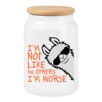 Lama Sonnenbrille Im Not Like The Others I'm Worse - Keksdose mit Holzdeckel - Weiß - Vorne