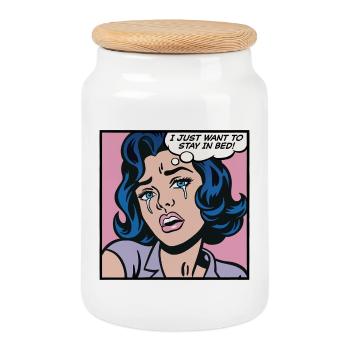 Ich will einfach nur im Bett bleiben! - Keksdose mit Holzdeckel - Weiß - Vorne
