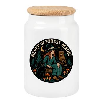 Forest Spell Forest Witch Patch - Cookie Jar with Wooden Lid - white - Front