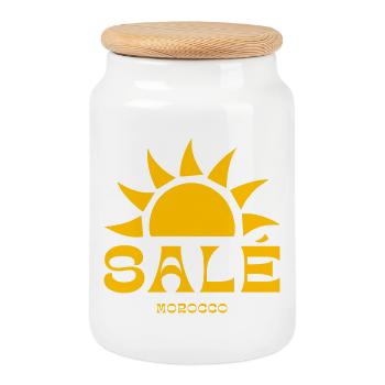 Salé Morocco Sun - Boîte à biscuits avec couvercle en bois - blanc - Devant