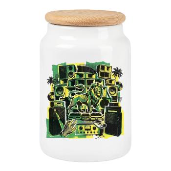 Système de sonorisation Roots Dub Reggae - Boîte à biscuits avec couvercle en bois - blanc - Devant