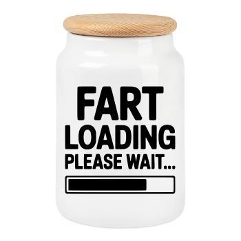 Fart Loading Please Wait... - Cookie Jar with Wooden Lid - white - Front