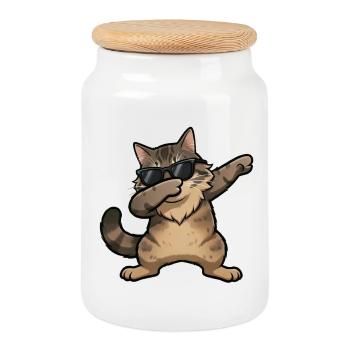 Taponnage du chat des forêts norvégien - Boîte à biscuits avec couvercle en bois - blanc - Devant