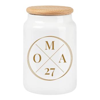 Mamie 27 ans - Boîte à biscuits avec couvercle en bois - blanc - Devant