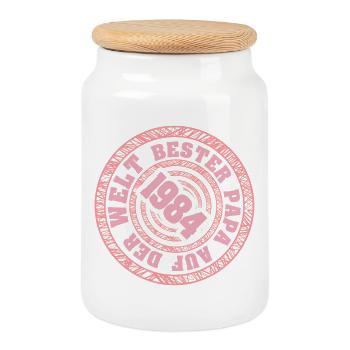 Father's Day 1984 - Cookie Jar with Wooden Lid - white - Front