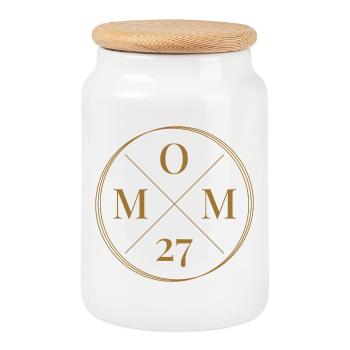 Maman 27 ans - Boîte à biscuits avec couvercle en bois - blanc - Devant