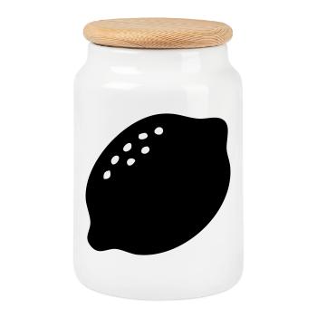 Silhouette citron – Design agrume frais - Boîte à biscuits avec couvercle en bois - blanc - Devant