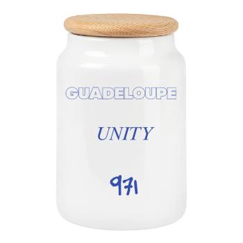 Guadeloupe - Cookie Jar with Wooden Lid - white - Front