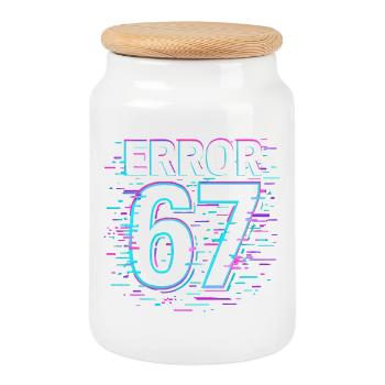 Idée de cadeau Error 67 Six Seven Glitch Cyber Meme - Boîte à biscuits avec couvercle en bois - blanc - Devant