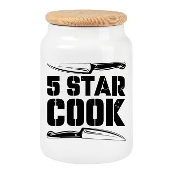 5_star_cook - Keksdose mit Holzdeckel - Weiß - Vorne