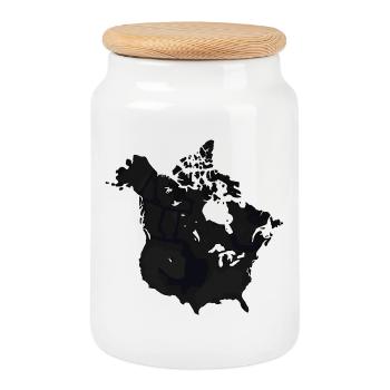 USA Canada Fusion North America Friendship - Cookie Jar with Wooden Lid - white - Front
