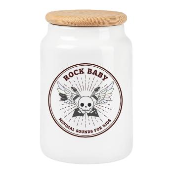 Skull Hipster Circle - Cookie Jar with Wooden Lid - white - Front