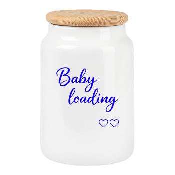 Chargement de bébé - Boîte à biscuits avec couvercle en bois - blanc - Devant