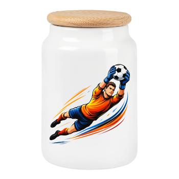 Gardien de but Maillot de gardien de football sauve Soccer - Boîte à biscuits avec couvercle en bois - blanc - Devant