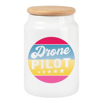 Pilote de drone Insigne de gradient de pilote Drohnenpilot - Boîte à biscuits avec couvercle en bois - blanc - Devant