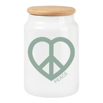Paix Cœur Symbole de la Paix Vert - Boîte à biscuits avec couvercle en bois - blanc - Devant